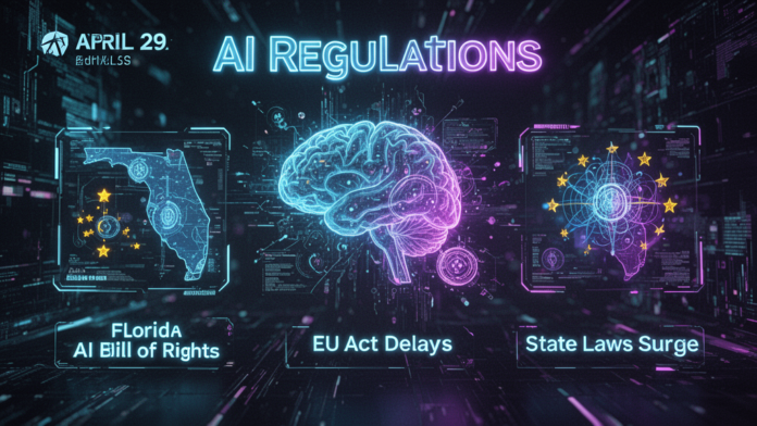 Featured image for article: AI Regulations April 29 2026: Florida AI Bill of Rights, EU Act Delays, State Laws Surge