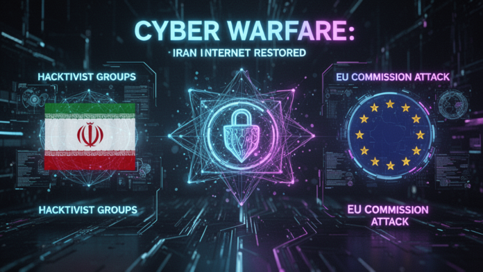 Featured image for article: Cyber Warfare April 2026: Iran Internet Restored, Hacktivist Groups, EU Commission Attack
